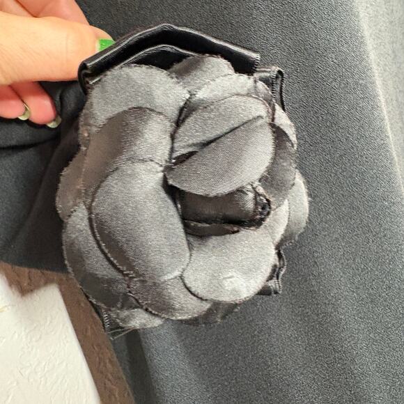 Vintage Victor Costa Ribbon Trim Sheath Dress Black Event Flower Applique Trim M - Picture 4 of 12